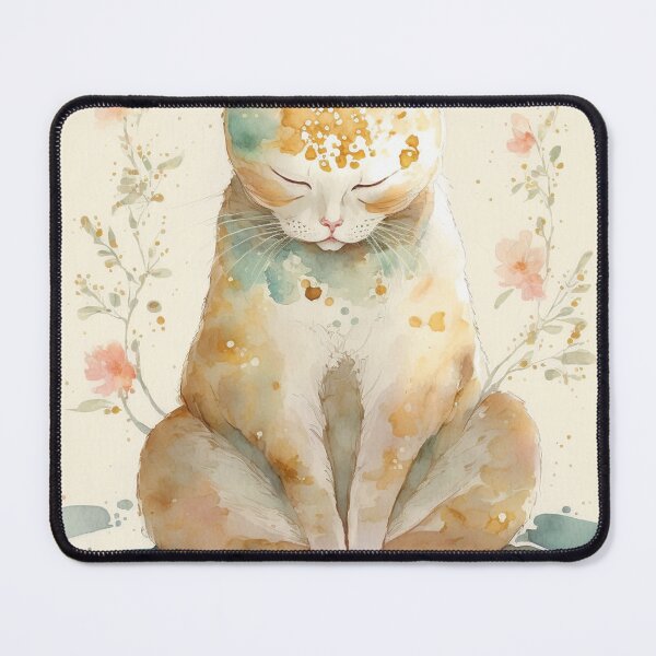 Item preview, Meditating cat in lotus watercolor 08 designed and sold by printiesart.