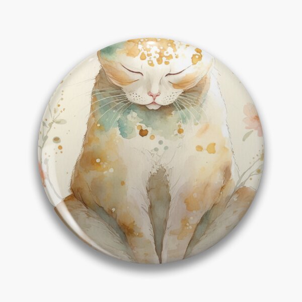 Item preview, Meditating cat in lotus watercolor 08 designed and sold by printiesart.