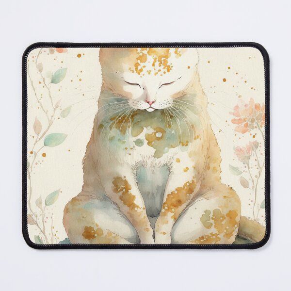 Item preview, Meditating cat in lotus watercolor 09 designed and sold by printiesart.