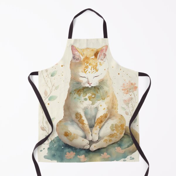 Item preview, Meditating cat in lotus watercolor 09 designed and sold by printiesart.