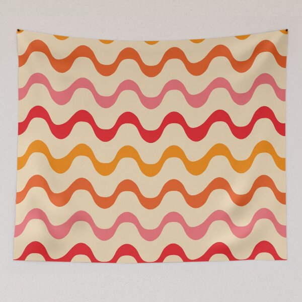 Item preview,  Retro 70s   Abstract groovy Waves Pattern in pink, orange and tangerine  designed and sold by Yasminepatterns .