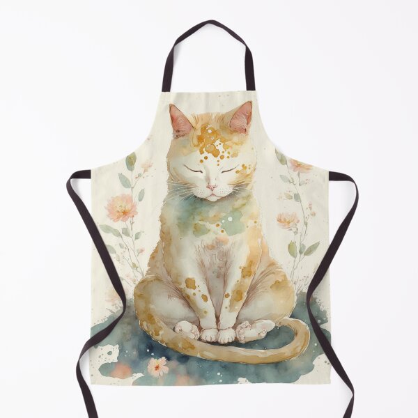 Item preview, Meditating cat in lotus watercolor 10 designed and sold by printiesart.