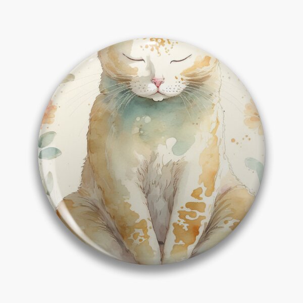 Item preview, Meditating cat in lotus watercolor 11 designed and sold by printiesart.