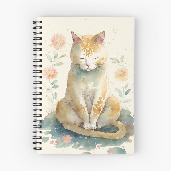 Item preview, Meditating cat in lotus watercolor 11 designed and sold by printiesart.