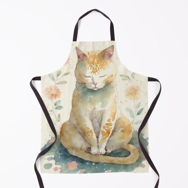 Item preview, Meditating cat in lotus watercolor 11 designed and sold by printiesart.