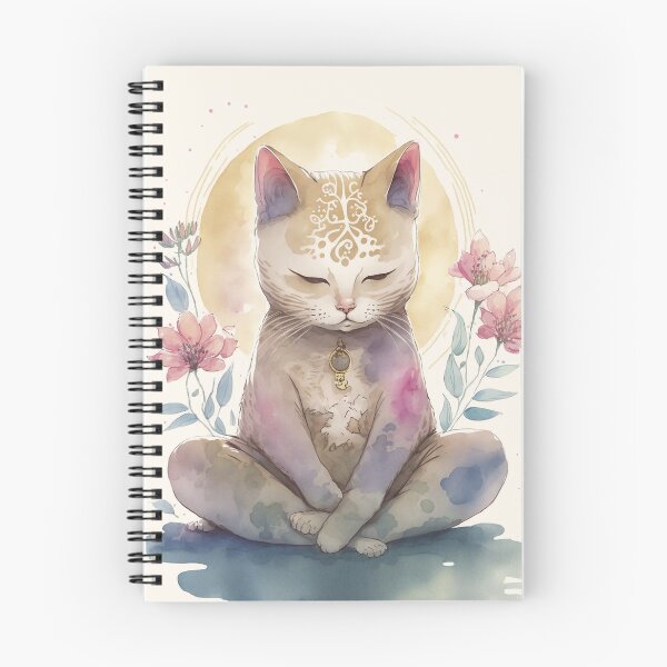 Item preview, Meditating cat in lotus watercolor 12 designed and sold by printiesart.