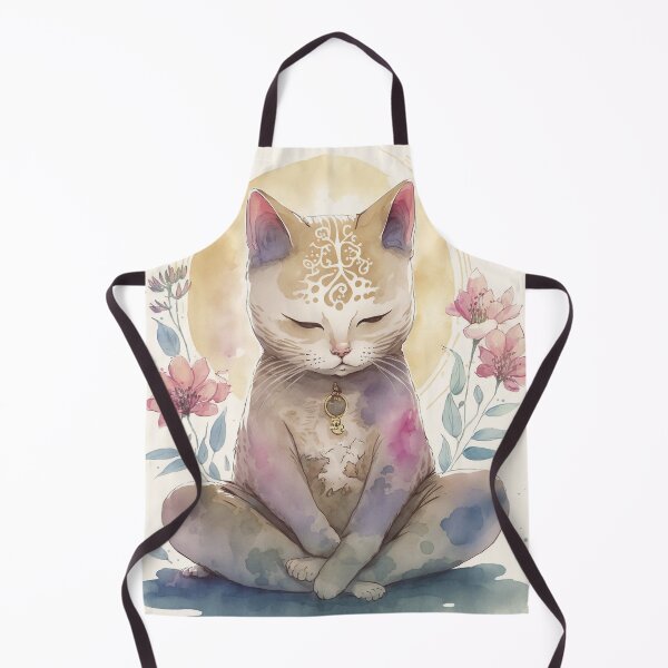 Item preview, Meditating cat in lotus watercolor 12 designed and sold by printiesart.