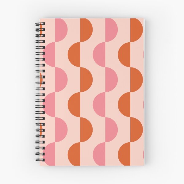 Item preview, Minimalist Mid century modern abstract orange and pink half circles pattern  designed and sold by Yasminepatterns .