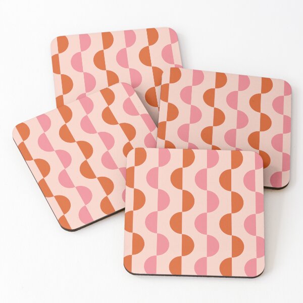 Item preview, Minimalist Mid century modern abstract orange and pink half circles pattern  designed and sold by Yasminepatterns .