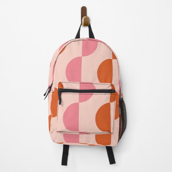 Item preview, Minimalist Mid century modern abstract orange and pink half circles pattern designed and sold by Yasminepatterns .