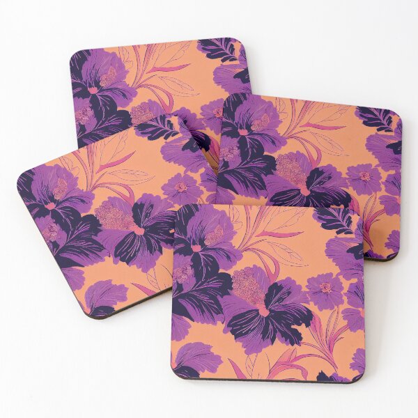Item preview, Florally Purple on Orange #2 designed and sold by Patternifico.
