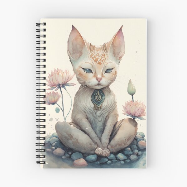 Item preview, Meditating cat in lotus watercolor 13 designed and sold by printiesart.