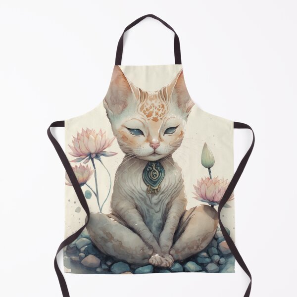 Item preview, Meditating cat in lotus watercolor 13 designed and sold by printiesart.