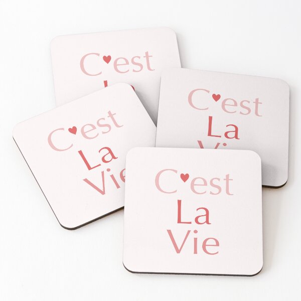 Item preview, "C'est La Vie" Inspirational Quote in Peachy Pink With Love Heart designed and sold by Maeve-Design.