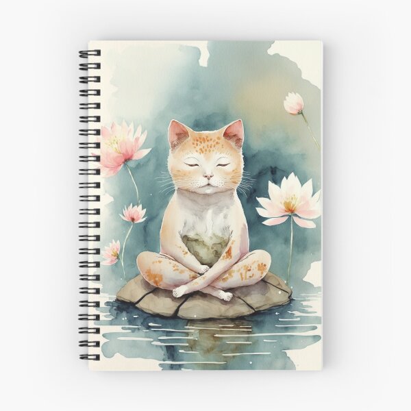 Item preview, Meditating cat in lotus watercolor 14 designed and sold by printiesart.