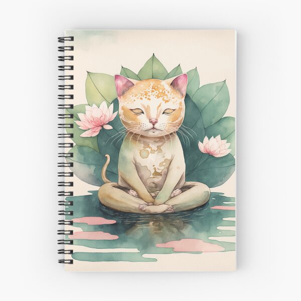 Item preview, Meditating cat in lotus watercolor 15 designed and sold by printiesart.