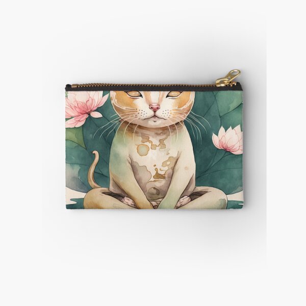 Item preview, Meditating cat in lotus watercolor 15 designed and sold by printiesart.