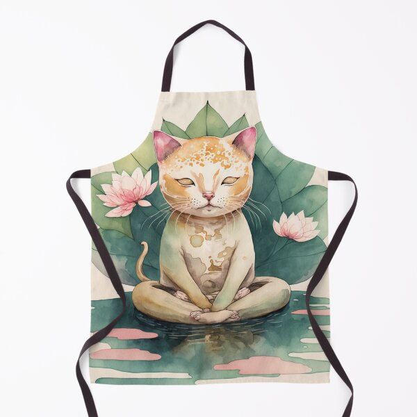 Item preview, Meditating cat in lotus watercolor 15 designed and sold by printiesart.