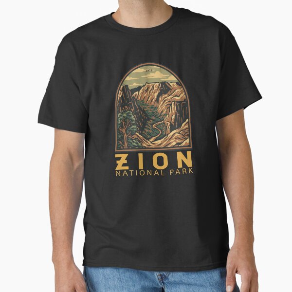 Vista previa del artículo con la obra «Emblema retro del Parque Nacional Zion», diseñado y vendido por KrisSidDesigns.