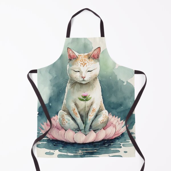 Item preview, Meditating cat in lotus watercolor 16 designed and sold by printiesart.