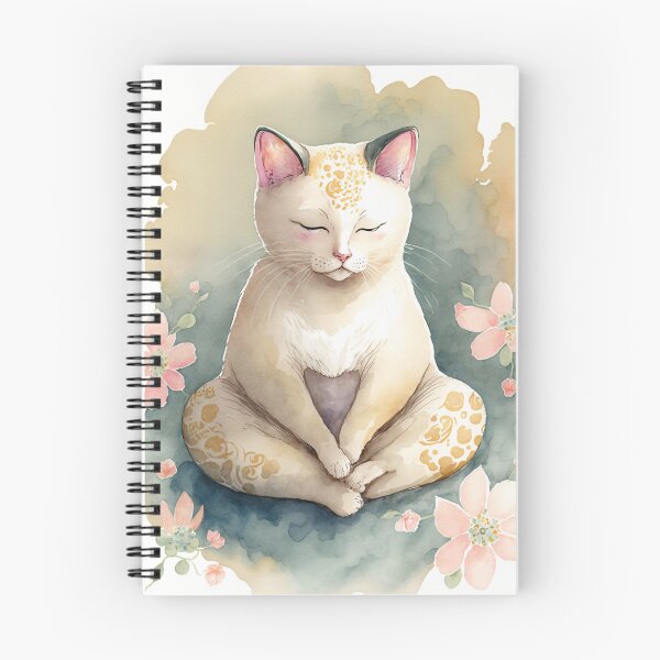 Item preview, Meditating cat in lotus watercolor 17 designed and sold by printiesart.