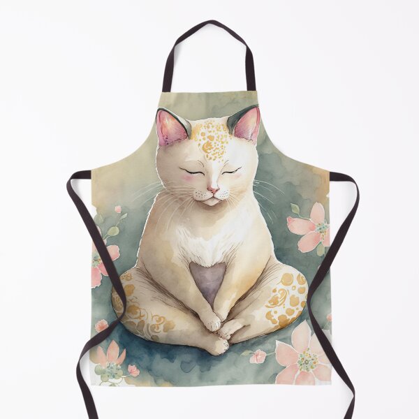 Item preview, Meditating cat in lotus watercolor 17 designed and sold by printiesart.