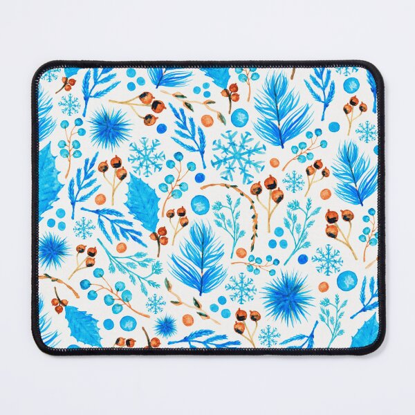 Item preview, Blue Leafy Brown Berries on White Background Christmas Wrapping Paper designed and sold by MazingPatterns.
