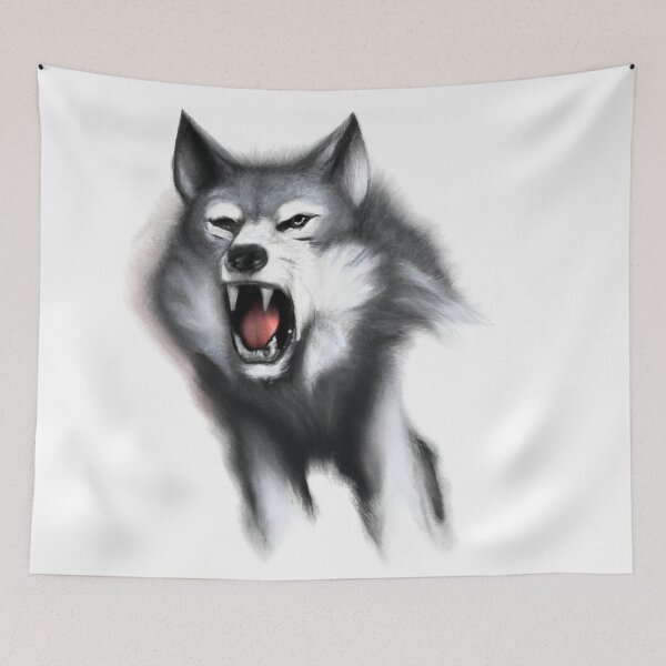 Aperçu de l'œuvre Cute Fierce Wolf Drawing créée et vendue par WeHeartAnimals.