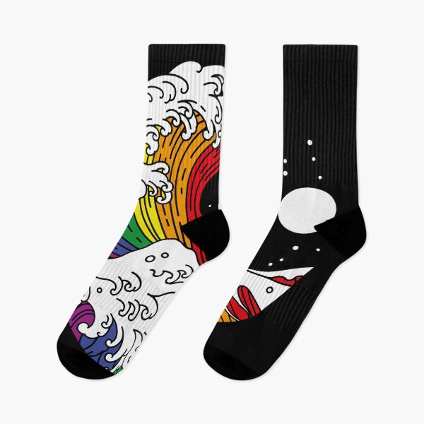 Item preview, Great Wave of Kanagawa LGBTQ+ Pride Rainbow Flag designed and sold by Queer Pride Shop.