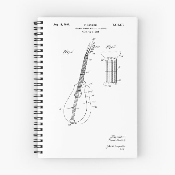 Item preview, Patent Of A Plucked String Instrument - F. Kordick - August 18, 1931 - Black Version designed and sold by Aliasandco.