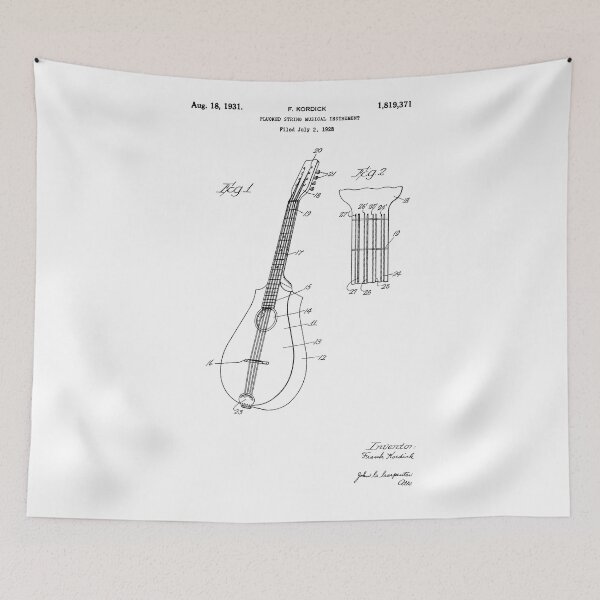 Item preview, Patent Of A Plucked String Instrument - F. Kordick - August 18, 1931 - Black Version designed and sold by Aliasandco.
