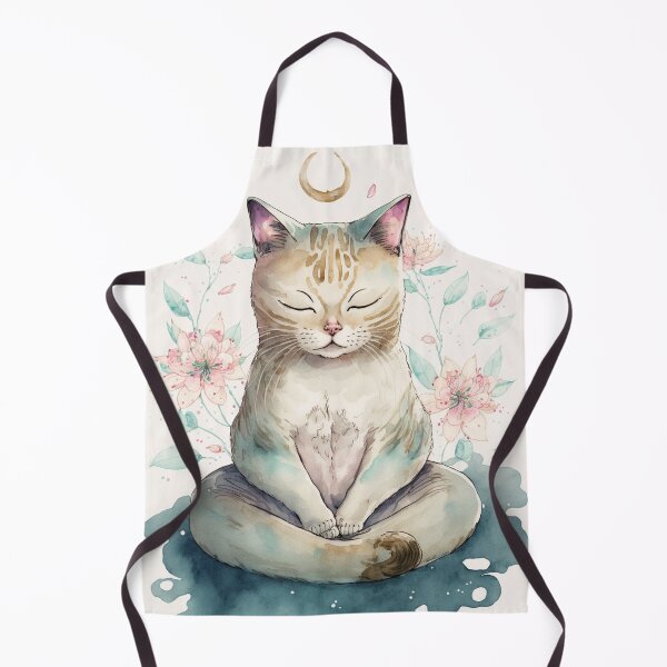 Item preview, Meditating cat in lotus watercolor 18 designed and sold by printiesart.