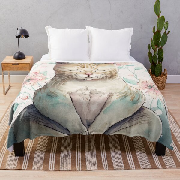 Item preview, Meditating cat in lotus watercolor 18 designed and sold by printiesart.