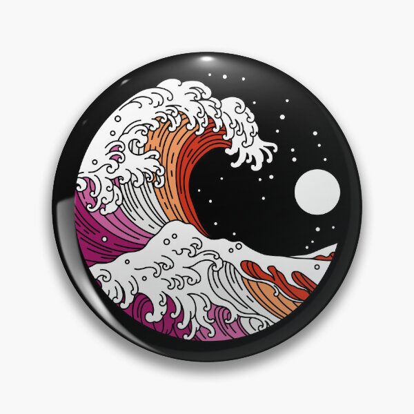 Item preview, Great Wave of Kanagawa Lesbian Pride Flag WlW designed and sold by Queer Pride Shop.