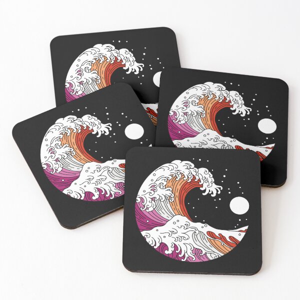 Item preview, Great Wave of Kanagawa Lesbian Pride Flag WlW designed and sold by Queer Pride Shop.