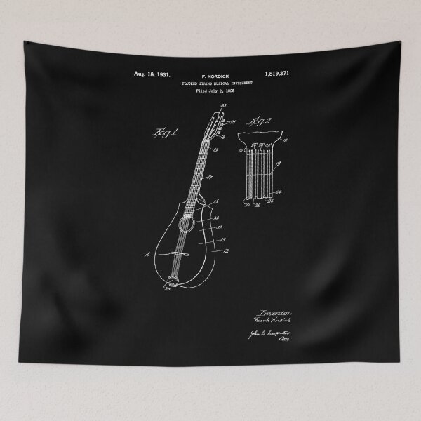 Item preview, Patent Of A Plucked String Instrument - F. Kordick - August 18, 1931 - White Version designed and sold by Aliasandco.