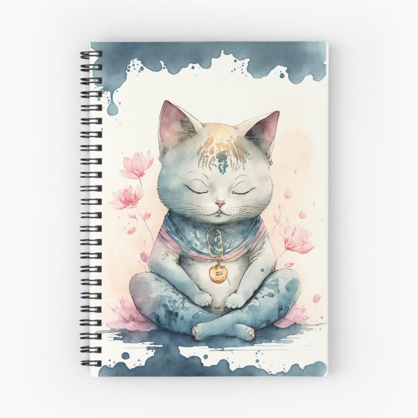 Item preview, Meditating cat in lotus watercolor 19 designed and sold by printiesart.