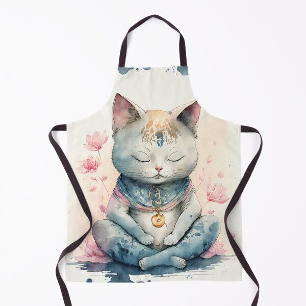 Item preview, Meditating cat in lotus watercolor 19 designed and sold by printiesart.