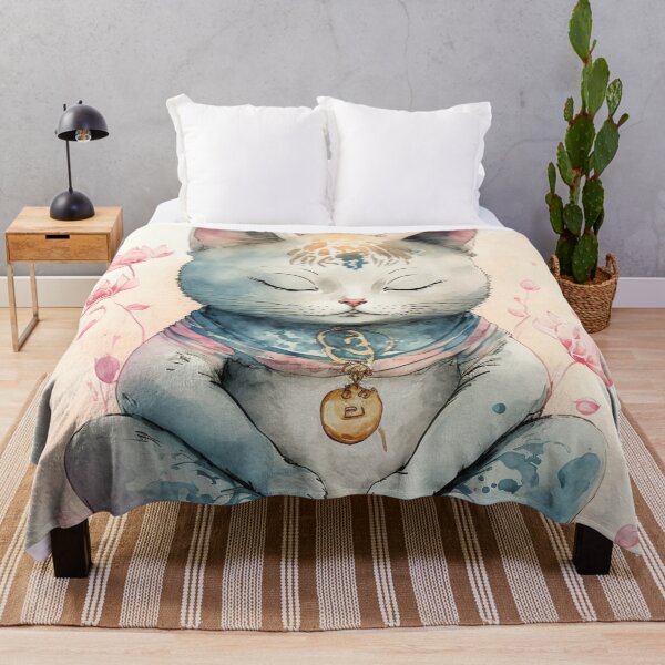 Item preview, Meditating cat in lotus watercolor 19 designed and sold by printiesart.