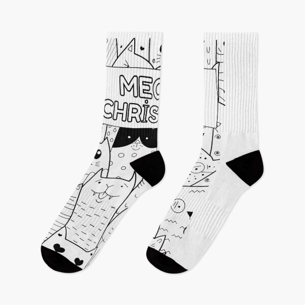 Item preview, Black White Cat Merry Christmas Cat Coloring designed and sold by W&M Store.