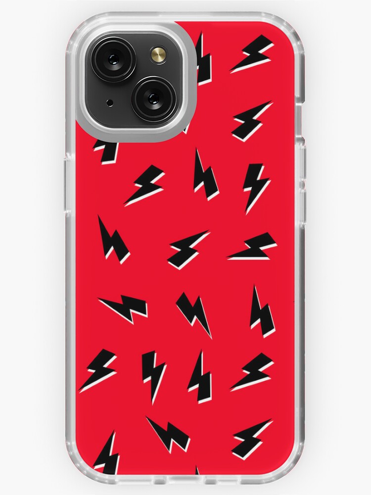 Black and White Lightning Thunder Bolt on Red