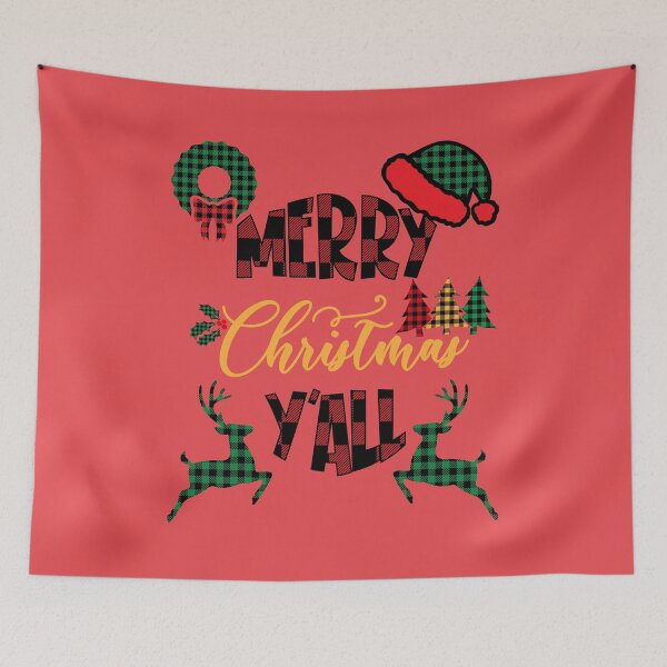 Item preview,  Merry Christmas Y'All Plaided Christmas designed and sold by RockBeeDesigns.