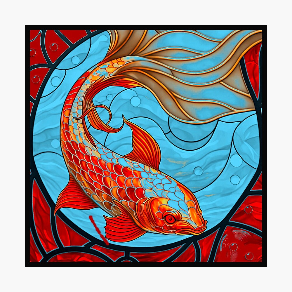 koi fish glass painting