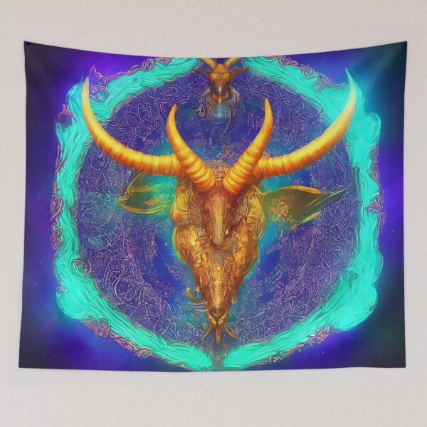 Item preview, Capricorn zodiac sign, glowing vivid colors,illustrative art, artist interpretation designed and sold by LoveZodiac.