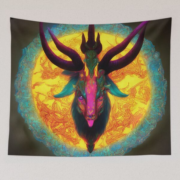 Item preview, Capricorn zodiac sign, glowing vivid colors,illustrative art, artist interpretation designed and sold by LoveZodiac.