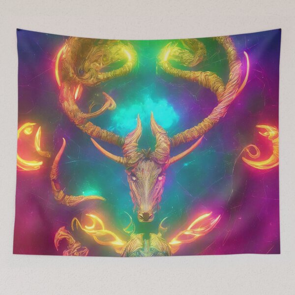 Item preview, Capricorn zodiac sign, glowing vivid colors,illustrative art, artist interpretation designed and sold by LoveZodiac.