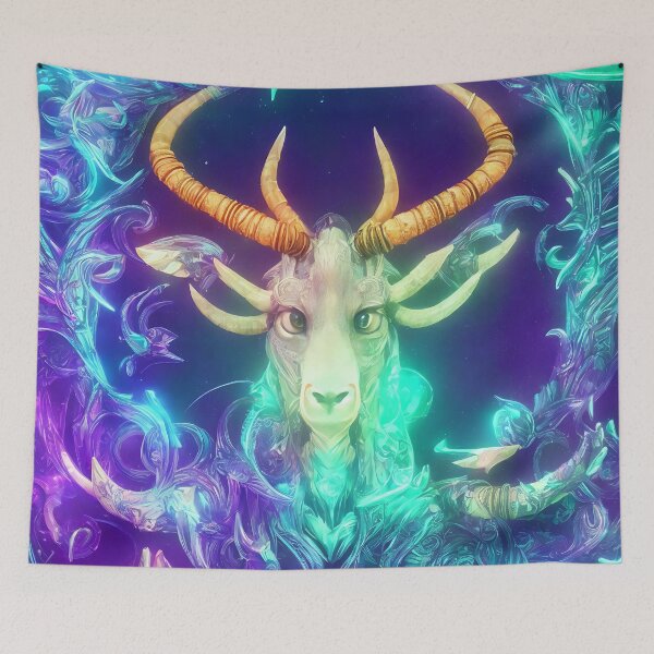 Item preview, Capricorn zodiac sign, glowing vivid colors,illustrative art, artist interpretation designed and sold by LoveZodiac.