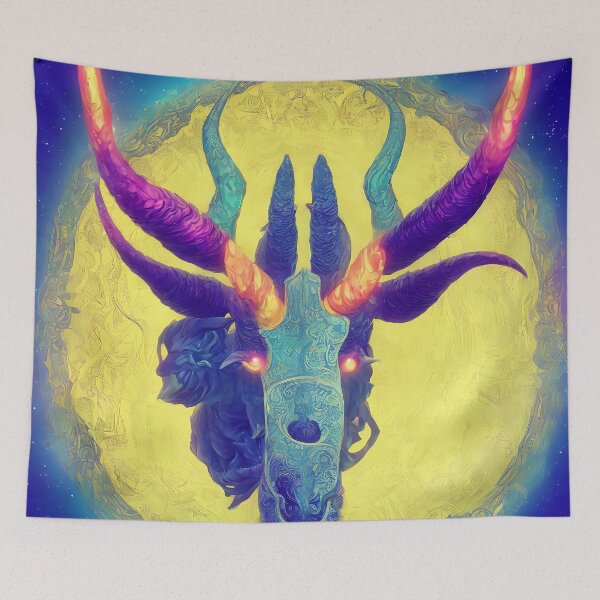 Item preview, Capricorn zodiac sign, glowing vivid colors,illustrative art, artist interpretation designed and sold by LoveZodiac.