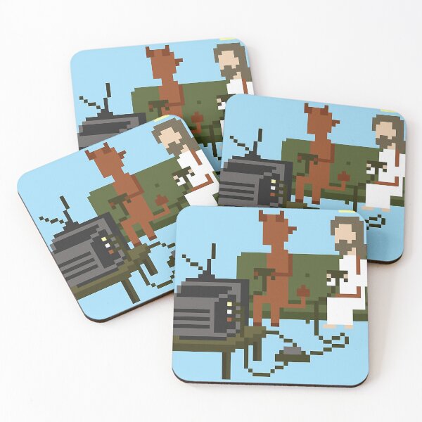Item preview, Jesus And Devil Playing Video Games Pixel designed and sold by Sylvia-juan.