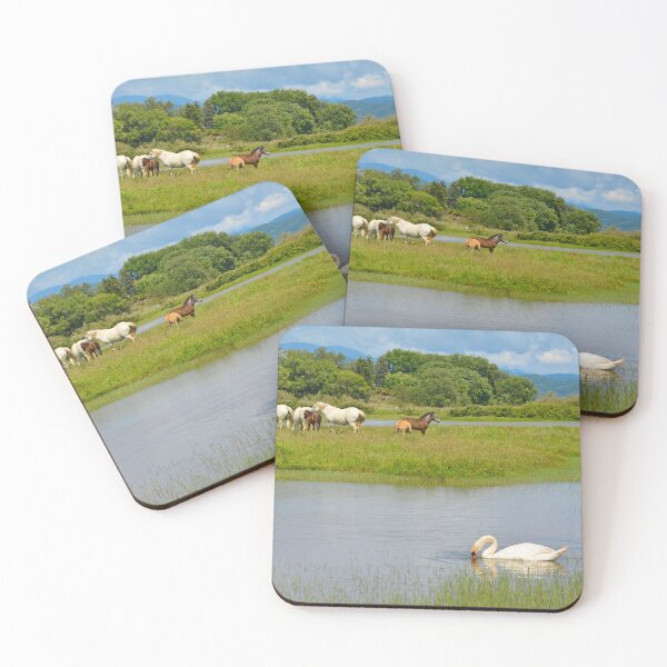 Item preview, Wild Horses and Swan in Italian Wetland designed and sold by jojobob.